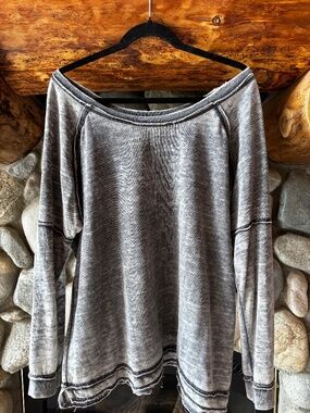 Free People Off The Shoulder Slub Lightweight Sweatshirt